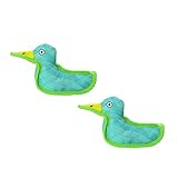 DURA FORCE - Durable Woven Fiber - Duck - Squeakers - Multiple Layers. Made Durable, Strong & Tough. Interactive Play Dog Toy (Tug, Toss & Fetch). Machine Washable & Floats (Duck 1(Blue) 2 Pack)