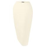 Simlu Pencil Skirts For Women Off White Skirts For Women Knee Length, Ivory, Large