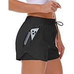 Mancreda Women's Running Shorts with Liner 3 Zipper Pockets Elastic Workout Athletic Gym Yoga Shorts