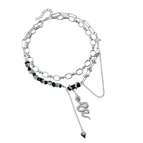 ZYMIADOU �t�@�b�V���i�u���ȃX�l�[�N�f�U�C�� ���C���[�l�b�N���X ���ȍ����S�V�b�N�A�N�Z�T���[ �X�C���O�t�����W�t�� �X�e�[�g�����g���b�N �p���N�X�^�C�� �X�l�[�N�`�F�[���l�b�N���X, One Size, �����̂Ƃ���, �����̒ʂ�