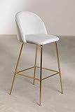 fauteuil style colonial  Stylez Fauteuil de Bar Velour 75cm Gris