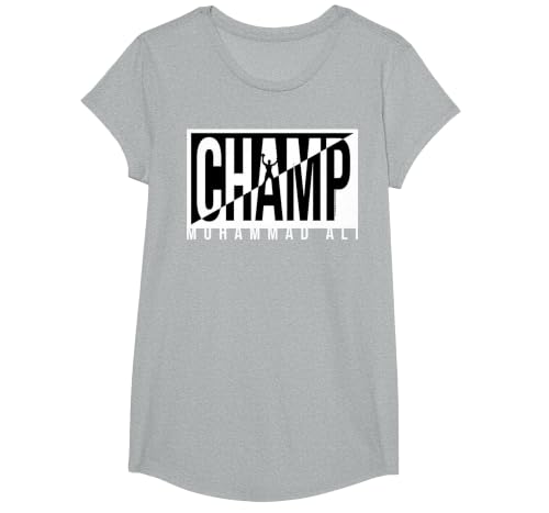 Muhammad Ali - Champ Black and White T-Shirt, Girls, Heather Grey, Large