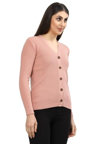 Image of Kalt Women Full Sleeves V-Neck Design Acrylic Cardigan Sweater