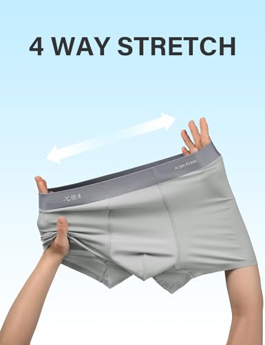 Arjen Kroos Men's Underwear 4 Pack Ice Silk Seamless Breathable Trunks Boxer Briefs for Men4