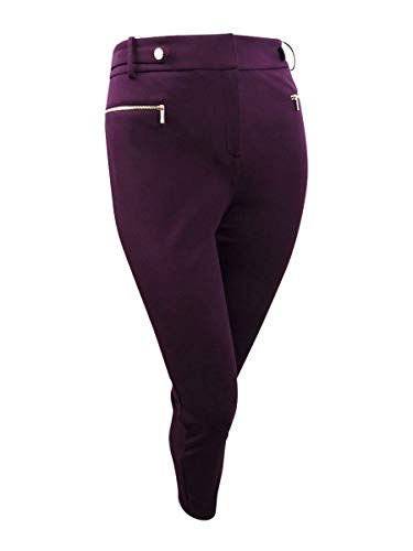 Calvin Klein Womens Stretch High-Waist Straight Leg Pants Purple 14