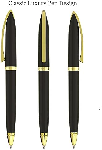 HASYEN Everyday Luxury Metal Ballpoint Pen  Black and Gold  Retractable Pen  Black Ink  Medium Point 1.0mm  Nice Gift for Men and Women  3 Pens with 3 Extra Refills  Value Pen Set