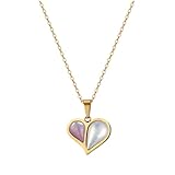 Bellitia Jewelry Collares Dorados de Acero Inoxidable con Colgantes de corazón, Regalos Conchas para Mujeres, Novia, Amistad