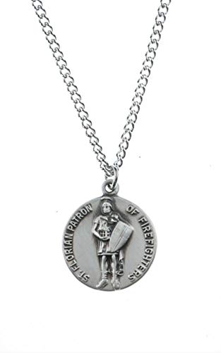 Pewter Catholic Patron Saint Dime Size Medal Pendant, 3/4 Inch