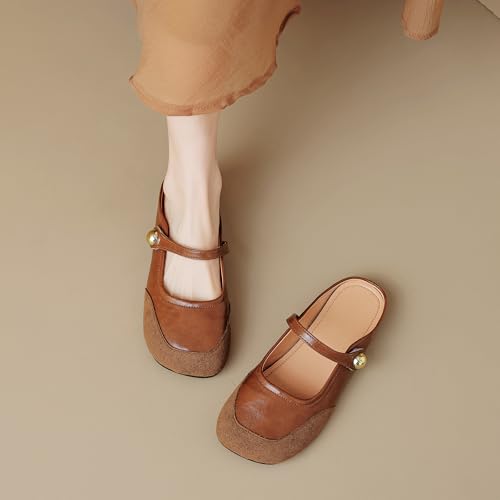 Dear Time Women's Closed Toe Flats Backless Mary Jane Slip on Shoes Comfortable Mules4