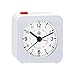Marathon Mini Travel Alarm Clock, Silent Sweep, No Ticking, Auto Back Light and Snooze Function - CL030065WH-WH2 (White/White)