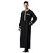 XINNI Men Arabic Long Sleeve Printing Thobe Crew Collar Kaftan Robe with Zipper
