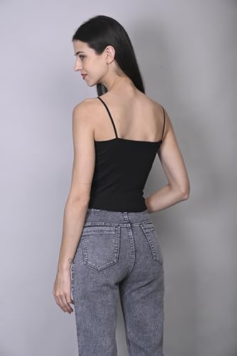 Image of SriSaras Women's Black & White Cotton Strechable Tank Tops /Crop Tops
