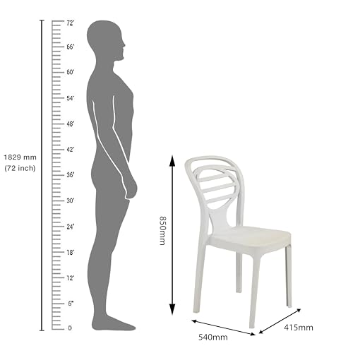 Image of Oaknest Supreme Oak Armless Plastic Dining Chair | Compact & Ergonomic Design for Home, Living Room, Balcony & Outdoor Seating | White | Set of 4