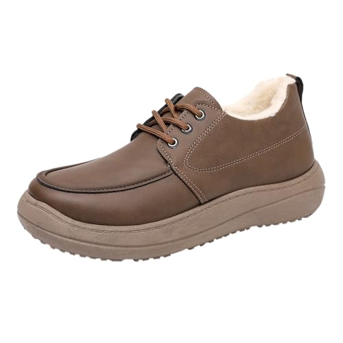 Zapatos de plataforma térmicos para hombre, calzado Oxford con cordones para invierno