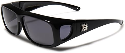 Barricade Polarized Fit Over Glasses Sunglasses with Side Shield - Black Frame/Smoke Lens
