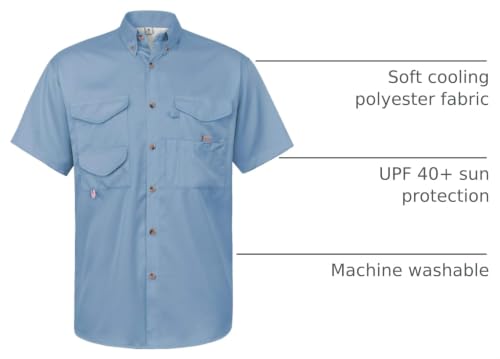 Image of Alimens & Gentle Short Sleeve Fishing Shirt Wicking Fabric Sun Protection Casual Button Down Shirts