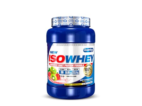 Quamtrax Nutrition   Iso Whey   2 lb   Fresa y Kiwi   Proteína de suero de alto contenido proteico, rápida absorción y bajo en grasas
