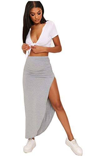 Femme froncée côté Split Jupe Assymetric Long Maxi Gypsy Boho Jupe Plus 8-22 - - M Cover