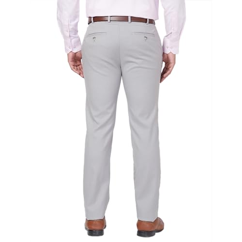 Image of Raymond Men's Slim Fit Checks Pattern Polyester Blend Pleated Formal Trouser