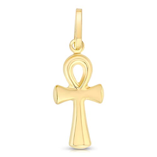 Ioka 14K Yellow Gold Egyptian Ankh Cross Charm Pendant With 0.9Mm Singapore Chain Necklace - 20" #TOP2