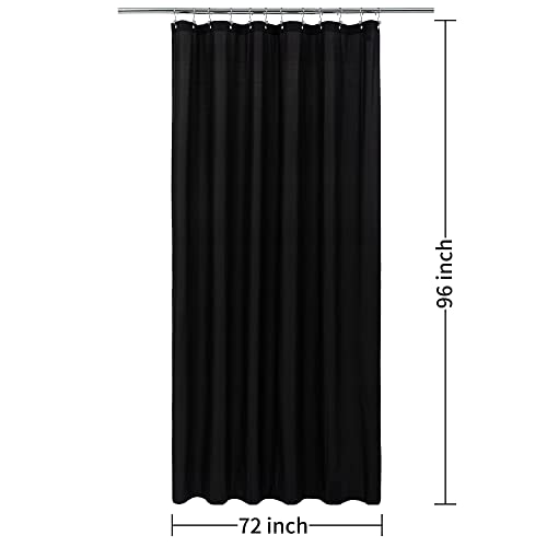 Image of ALYVIA SPRING 72x96 Extra Long Waterproof Fabric Shower Curtain Liner Black