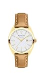 Movado Women's Heritage Yellow Gold Watch with Printed Index Dial, Brown/Silver/Gold (Model 3650036)