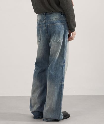 Pantete Men’s Hip Hop Baggy Jeans Casual Wide Leg Y2K Vintage Denim Pants Blue Streetwear3
