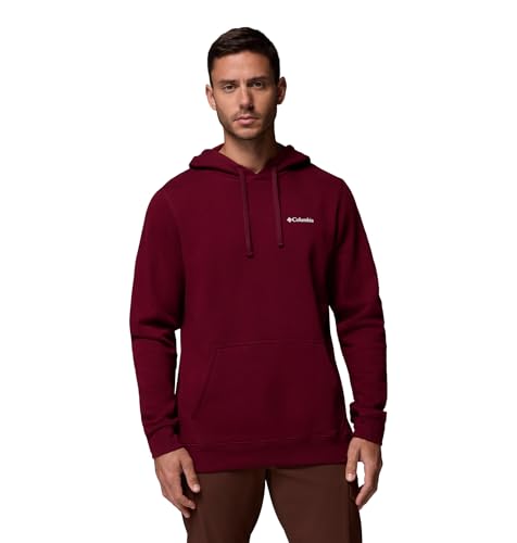 Columbia Mens Trek Long Sleeve Hoodie, Rich Wine/CSC Sleeve Logo, 1X