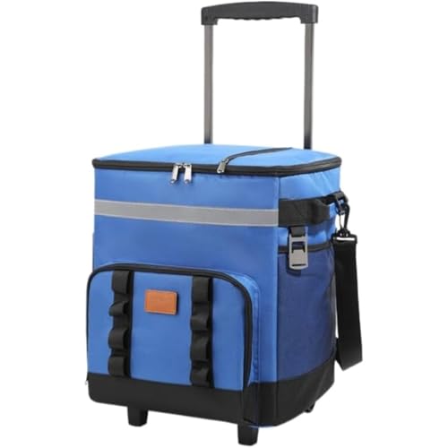 Vlwm 保冷バッグ サーモス クーラーボックス キャスター付き 35L大容量 折りたたみ式 保冷バッグ 保冷保温 ショッピングカート コンパクト収納 防水加工 水漏れ防止 ソフトクーラーボックス 軽量 キャンプ/釣り/買い物/BBQ対応 (ダークブルー)