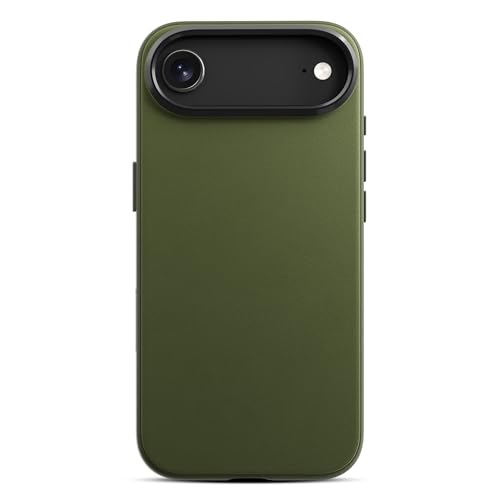 Image of DailyObjects Leatherite Case for iPhone Air Compatible with MagSafe Wireless Charging | Olive-Green Hybrid Magnetic Back Cover