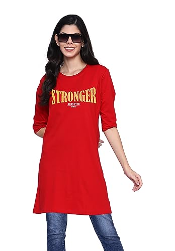 Image of Women's 100% Cotton Round Neck Long Top Printed Dress