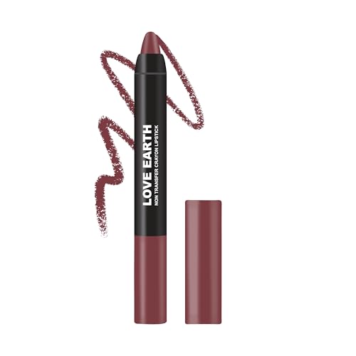 Image of Love Earth Non Transfer Crayon Lipsticks-Iris | Lightweight & Longlasting, Smudge Proof, Transferproof, Matte Lipstick | Crayon Lipstick up to 12 Hours Stay -3.5g