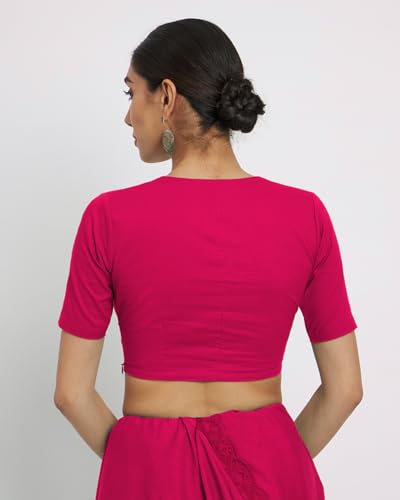 Image of Thevasa Women's Everyday Divine Depth V Neck Half Sleeves Blouse