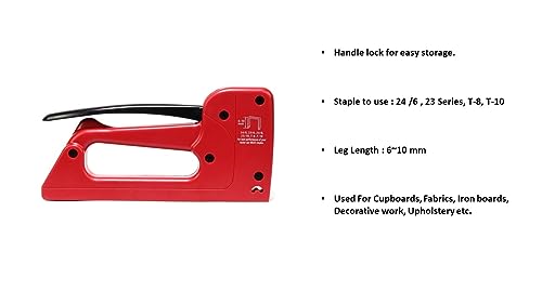 Image of MILES Plastic TP-10 Gun Tracker | 2000 pcs 23 /8 Stainless Steel Staple Pins | Red Color | Combo | Office | Hardware | Industry Professional Use | Sofa Car Seat Stapler