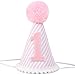 Pink 1st birthday party hat-Pink White Girl First Birthday Hat For Party,Girl 1st Birthday Party Crown For Party Decorations,Photo Props For Birthday Dressing,Little Pink White Crown For First Birthday.