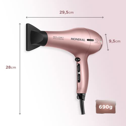 Secador de Cabelos Profissional, Mondial, Golden Rose, 2000W, 110V - SCP-01