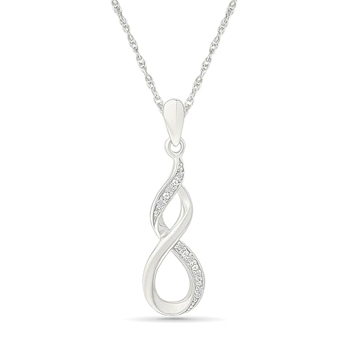D-GOLD DGOLD Sterling Silver Round Diamond Fashion Pendant (1/20 Cttw)