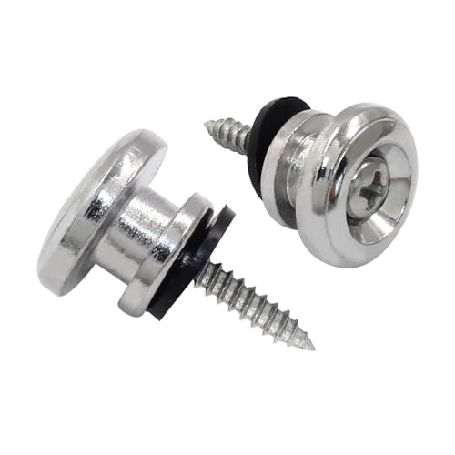Piutouyar 2 Pack Metal Guitar Strap Locks, Silver Mushroom Style Strap Buttons Electric Guitar Strap...