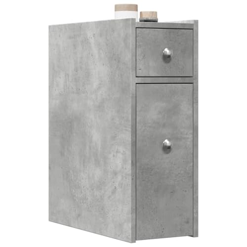 Gecheer Armario de baño Estrecho con Ruedas Madera Gris hormigón,Armario Multiusos,Mueble Auxiliar,RY-2