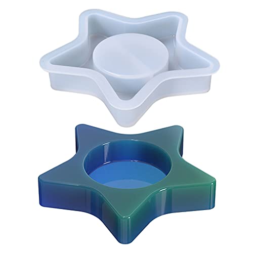 Fogun Incense Holder Mold For Resin, Crystal Five-Pointed Star Candlestick Epoxy Resin Mold Candle Holder Silicone Mould Tealight Candles Holders Resin Mold #TOP10