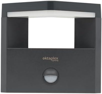 Oktaplex lighting Lampa zewnętrzna LED na ścianę z czujnikiem ruchu, 15 W, Santa Motion, lampa zewnętrzna, czujnik, antracyt, IP54, 3000 K, ciepła biel