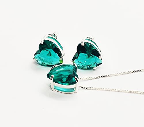 KIT PONTO DE LUZ CORAÇÃO 10MM - PRATA 925 - JROMERO ARTIGOS COR: VERDE AGUA; TAMANHO: 45CM