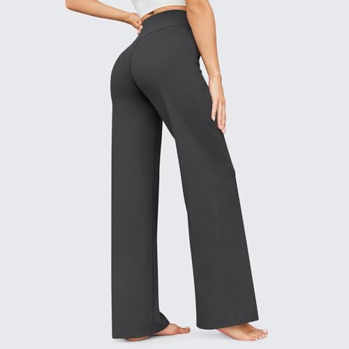 Yoga Dress Pants for Women Loose High Waisted Wide Leg Stretchy Work Pants Business Casual Leggings with Pockets3