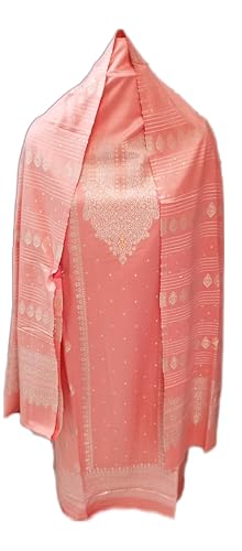 Image of Womens designer woolen suit for women with salwar and kashmiri shawl winter wear kani unstitched fabric set, stylish kurta pant set woollen dress material for women by pure pashmina wooltex