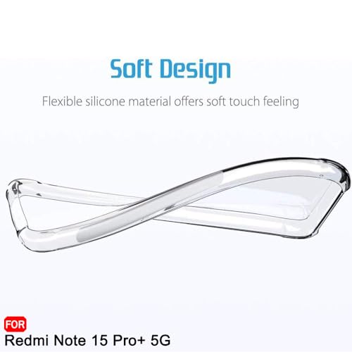 Image of TheGiftKart Crystal Clear Back Cover Case for Mi Redmi Note 15 Pro Plus 5G | Shockproof Soft TPU Case | Cushioned Edges for Ultimate Protection Back Cover Case (TPU, Transparent)