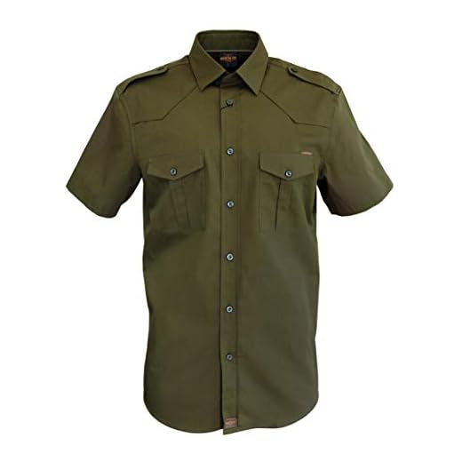 ROCK-IT Apparel® herr skjorta kort ärm US-skjorta i Military Look Worker Shirt fritidsskjorta arbetshemd Made in Europa storlekar S-5XL färger svart Olive Charcoal Navy ljusblå brun