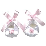  Zapatos de muñeca de 18 Pulgadas, de Seda, con Lazo Rosa, 1 par de Zapatos de muñeca de Seda Blanca, de Baile de de 18 Pulgadas.