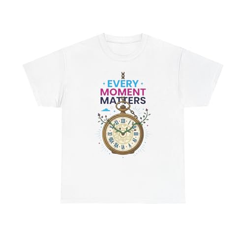 Every Moment Matters T-Shirt - Pocket Watch Flowers Design - Mindfulness Presence Graphic Tee White