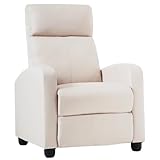 Recliner Chair for Living Room Recliner Sofa Reading Chair Winback Single Sofa Modern Reclining Chair Home Theater Seating Easy Lounge with Fabric Padded Seat Backrest (Fabric Beige)