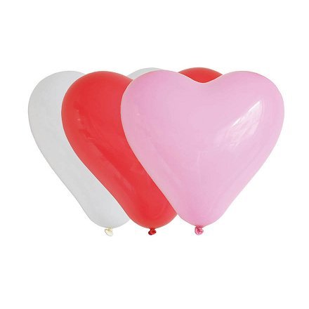 Masti Zone Pack of 60 ( 20 Red Heart + 20 White Heart + 20 Pink Heart ) Metallic Latex Balloons for Birthday Decoration 12 Inch (Pink White RED)